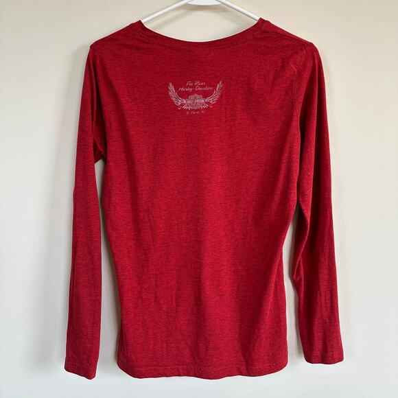 Harley-Davidson St Charles IL Gemstone Embellished  Long Sleeve T-Shirt V-Neck S - Picture 7 of 10